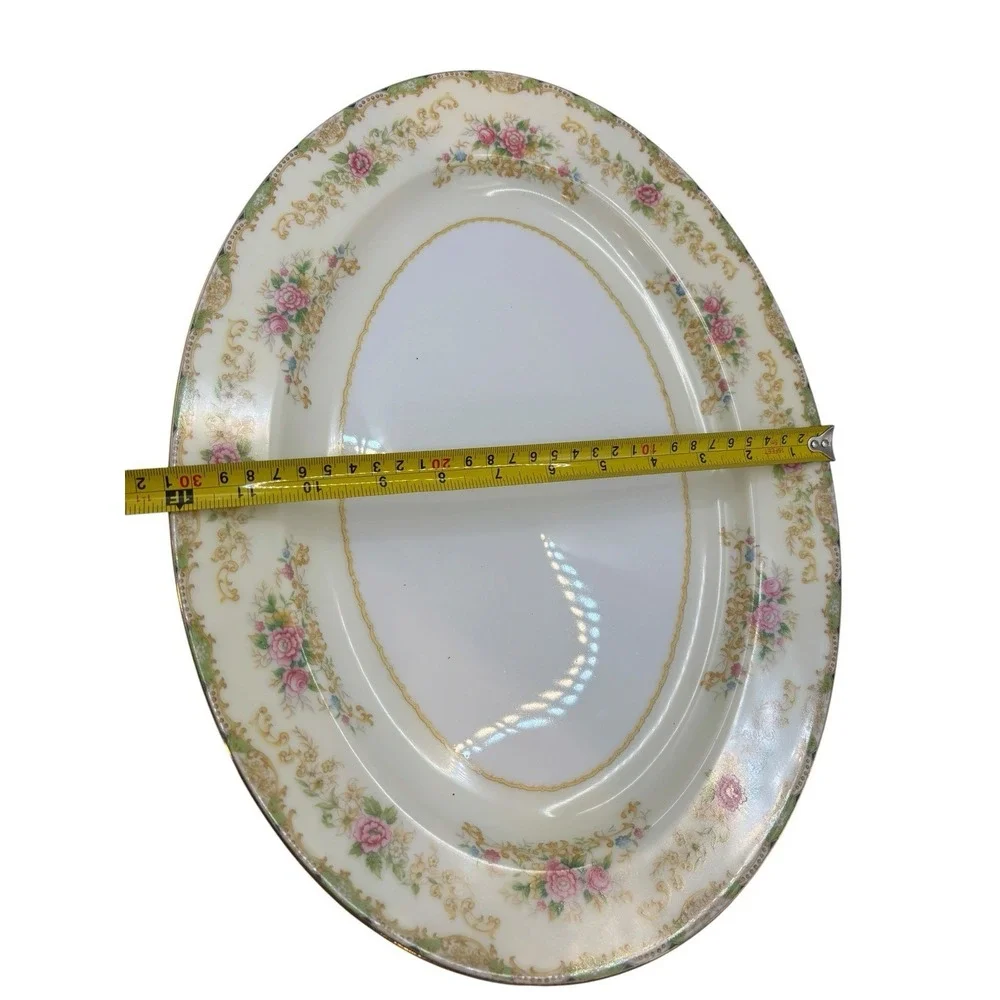 Vintage‎ Noritake Japan Pink Rose Gold Oval Serving Platter